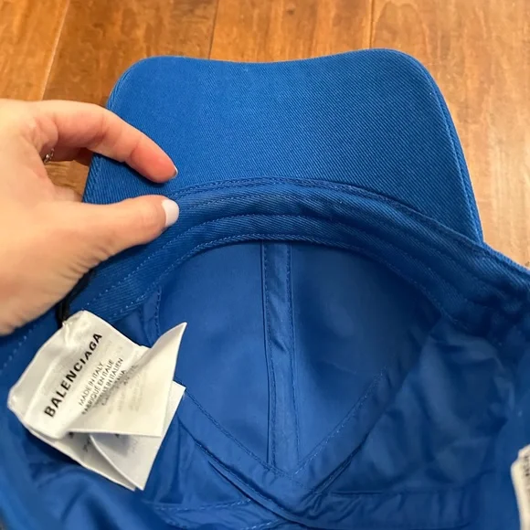 Balenciaga Blue Logo Embroidered Baseball Hat - Picture 16 of 16